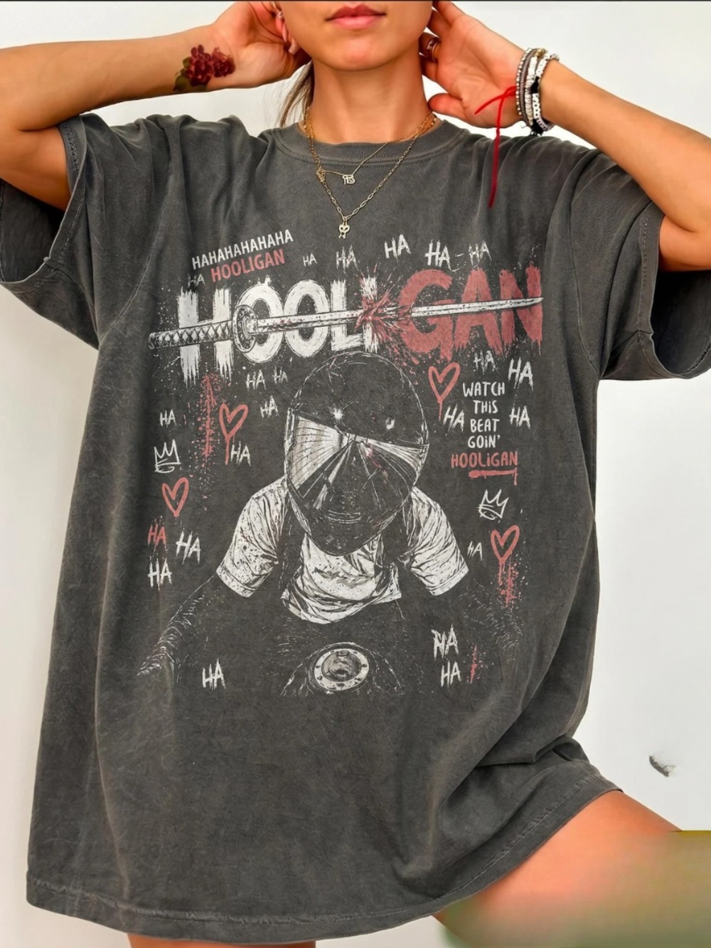 Hooligan Graphic Tee - Washed Pepper